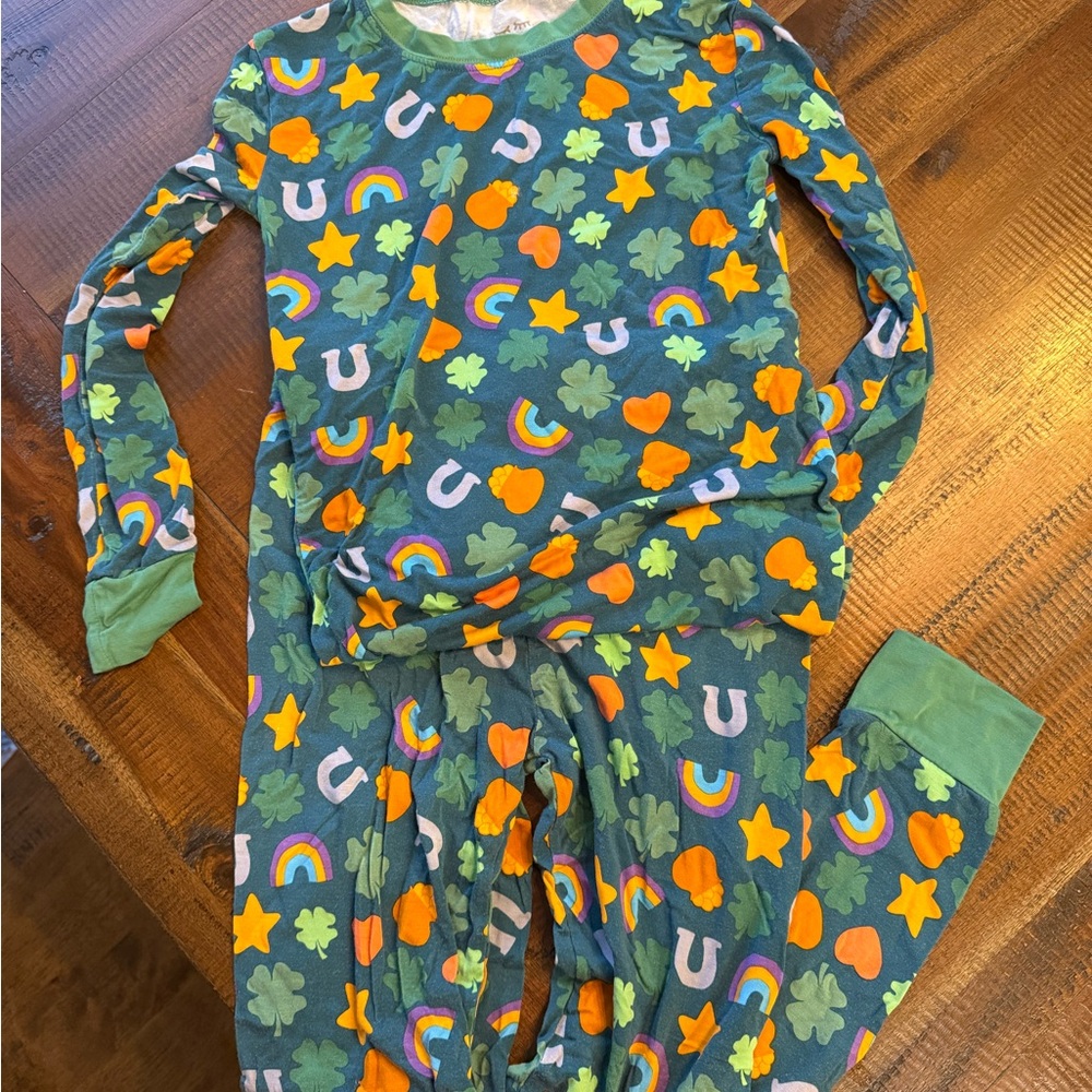 Little Sleepies Green and Orange Pajama Set with Playful Pattern